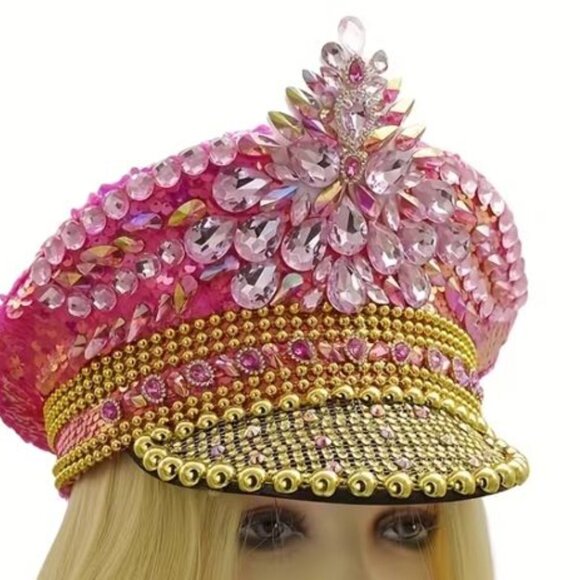 Captain\'s Hat Pretty in Pink Glam Rhinestone